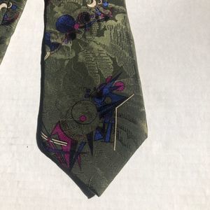Albert Nipon abstract design olive &royal blue tie
